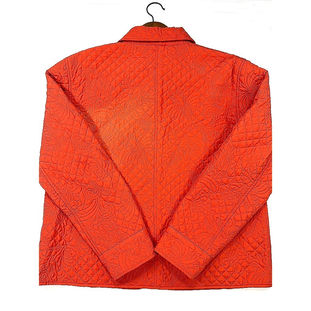 Chicos Quilted Jacket Orange Button Front Collar … - image 3