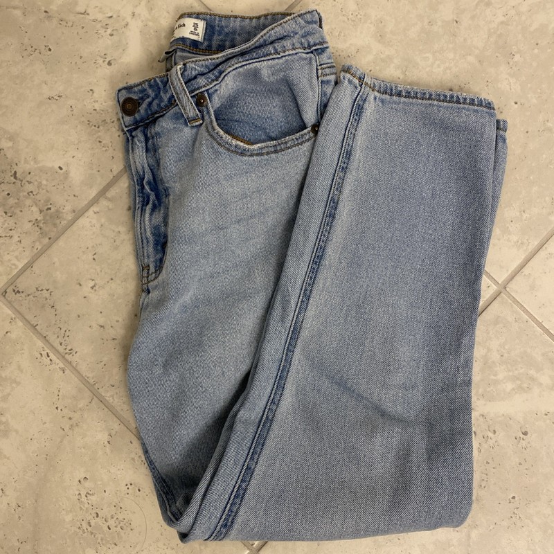 Abercrombie & Fitch High Rise Mom Jeans Womens Blue Wide Leg Sz 0 25” Waist