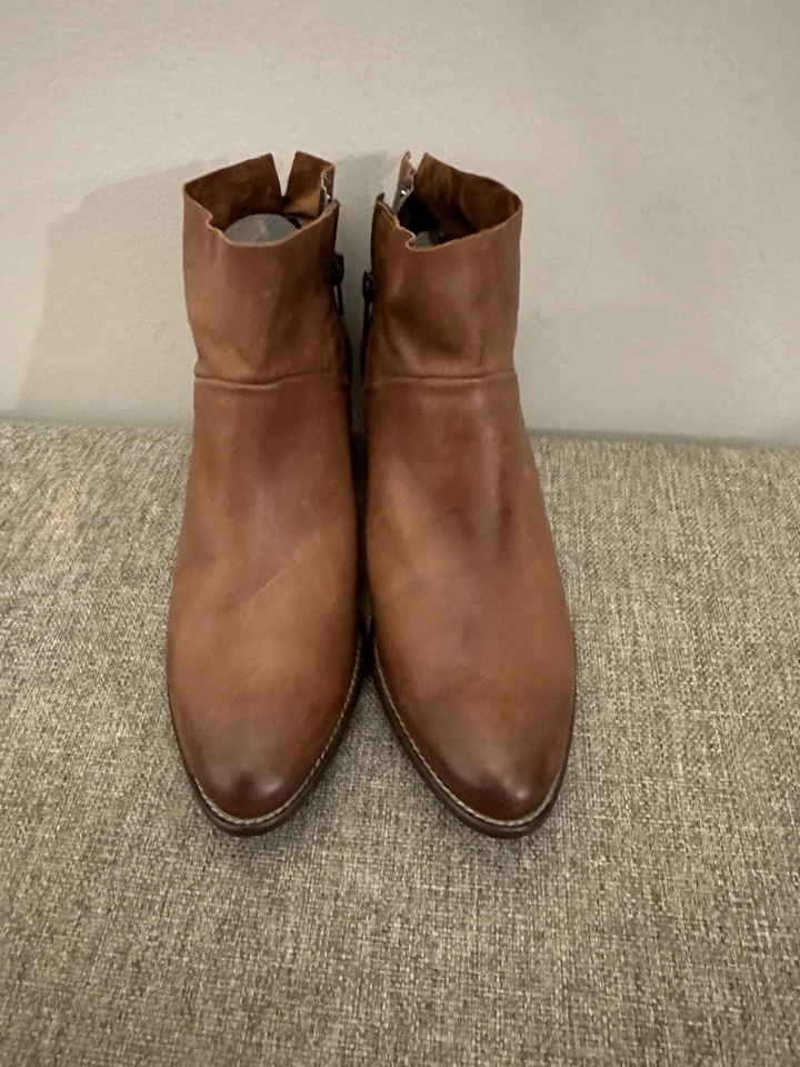 Botines Paul Verde Cuero Marrón Tacón Cremallera Talla 6.5 Foto 2 de 4