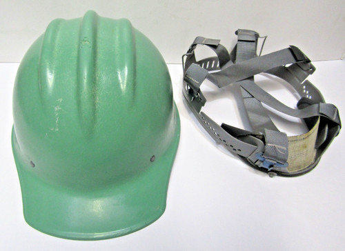 Vintage BULLARD 502 GREEN FIBERGLASS HARD HAT w/ SUSPENSION LINER CLEAN & NICE