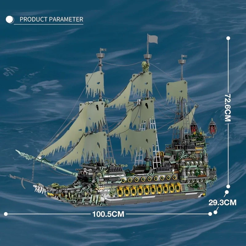 MOC 5865PCS The Flying Dutchman Pirate Ship Building Blocks Ghost Ship Model - Image 3 of 4