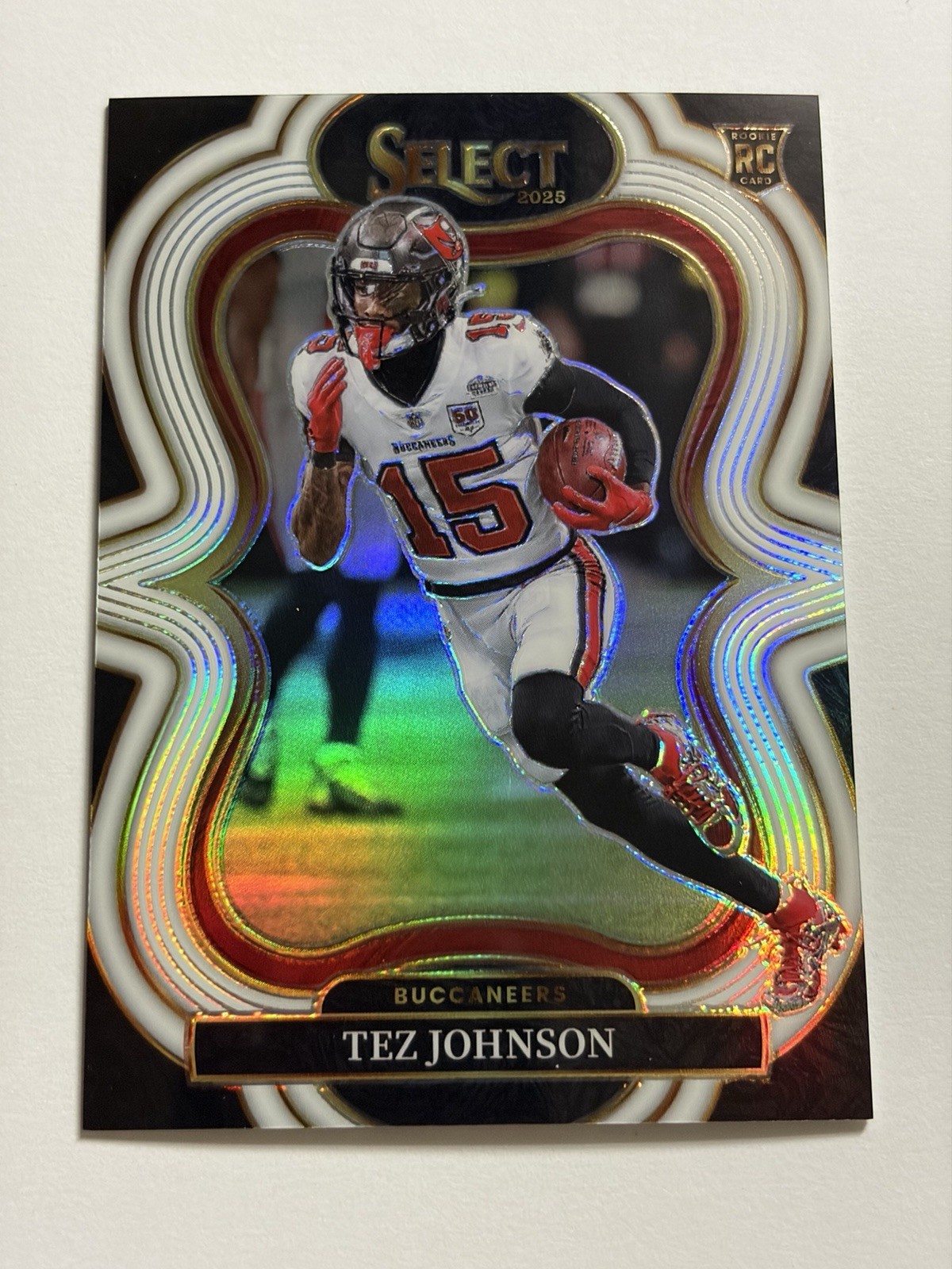 Tez Johnson 2025 Select Suite Level White Prizm Rookie /35 Buccaneers 