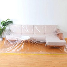 146" Extra Large L-Shape Plastic Couch Cover for Sectional Sofa,
