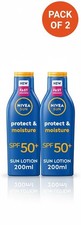 2 x NIVEA SUN | Lotion Protect & Moisture SPF50+ | Immediate Protection | 200ml 62.48 per litre