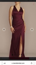 David s Bridal Bridesmaid Dress Size 12 Galina Signature Cross Back Wine Colored