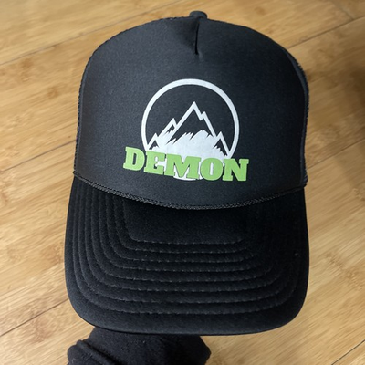 #ad VTG DEMON Mountain Black Green Foam Rope Trucker Mesh Snapback Hat Cap Excellent $14.21