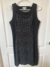 Calvin Klein Black Textured Knit Sleeveless Sheath Flattering Dress Women’s 6