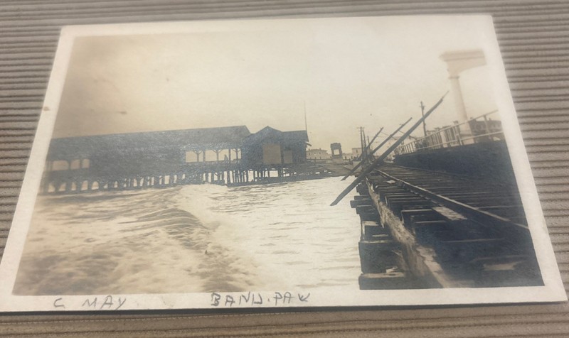 1914 RPPC Photo Postcard Of Cape May Band Pavilion Railroad Arches Storm