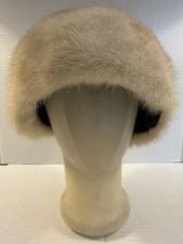 Vintage Blonde Beige Mink Hat 1960s Pillbox Style Custom