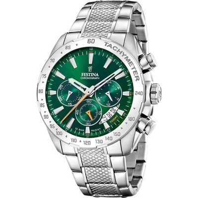 Festina Chronograph F20668-3 Grün Edelstahlband 44,5 mm