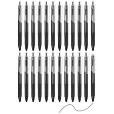 24 Pack Retractable Pens 0.5mm, Black Gel Ink Pens for Note Taking, Black