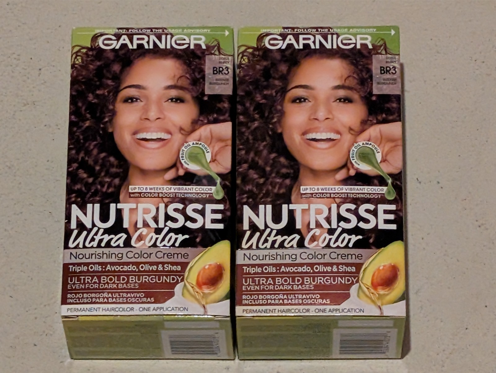 2 GARNIER Nutrisse Ultra Creme BR3 Intense Burgundy Permanen