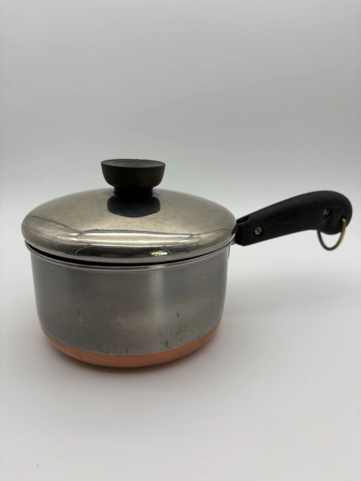 Vintage Revere Ware 1 qt Sauce Pan, Copper Bottom, Stainless Steel, Lid, Pre-68
