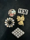 Lot Of 5 Vintage Bar Pins Brooches No Reserve Please See Photos Costume Jewelry