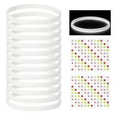 Glow in the Dark Silicone Bracelets Wristbands with Stickers 12 Pcs  White