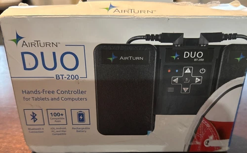 AirTurn DUO BT-200 Silent Bluetooth Pedal Page Turner Teleprompt Stream Control