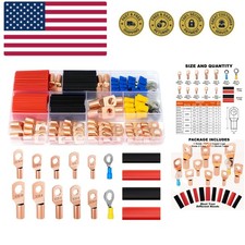 130-Piece Copper Wire Lugs Heat Shrink Kit: AWG 2-16 for Reliable Connections