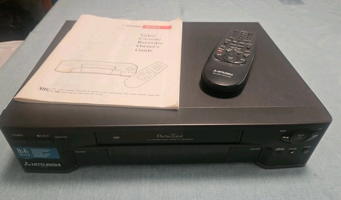 Mitsubishi HS-U510 PerfecTape Hi-Fi Stereo VHS Recorder With Remote Parts/Repair
