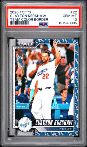 2026 TOPPS Series 1 CLAYTON KERSHAW TEAM Color BORDER SP PSA 10 Dodgers