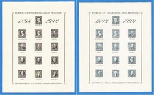 BEP souvenir cards B 186 B 197 both 1994-1995 Centennial Postage Stamp proofs