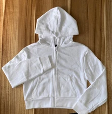 NWT Art Class Girls White Zip-Up Hoodie Sweatshirt For Kids Size Medium
