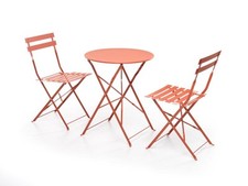SET BISTRO dm 60 cm terracotta M0500-48 metallo tavolo 2 poltroncine pieghevoli