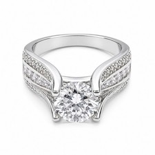 Elegant Silver CZ Diamond Engagement Size 6 Ring for Women Sparkling Bridal