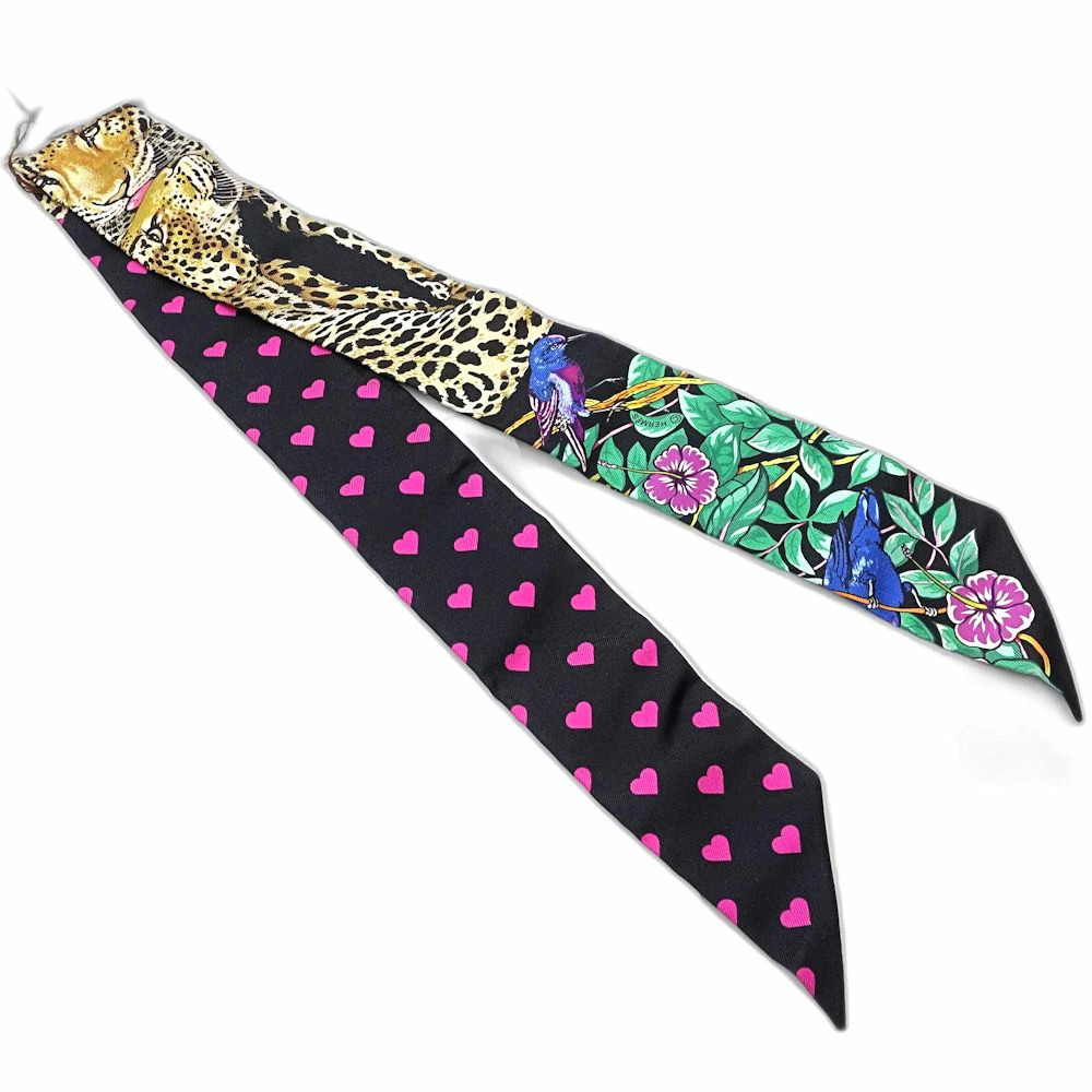 Hermes Scarf Twilly Jungle Love Silk Black 181906 r0_0209 thumbnail 2