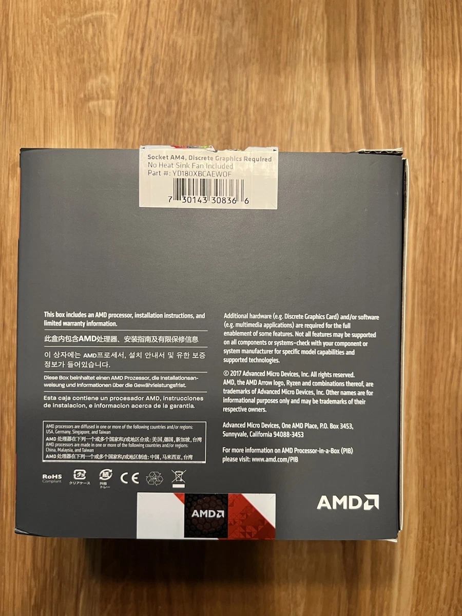 Procesador CPU AMD Ryzen 7 1800X Ryzen 7 Serie 8 núcleos socket AM4