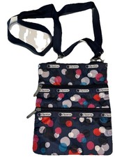 LeSportSac 3 Zip Crossbody Bag Purse Adjustable Polka Dot