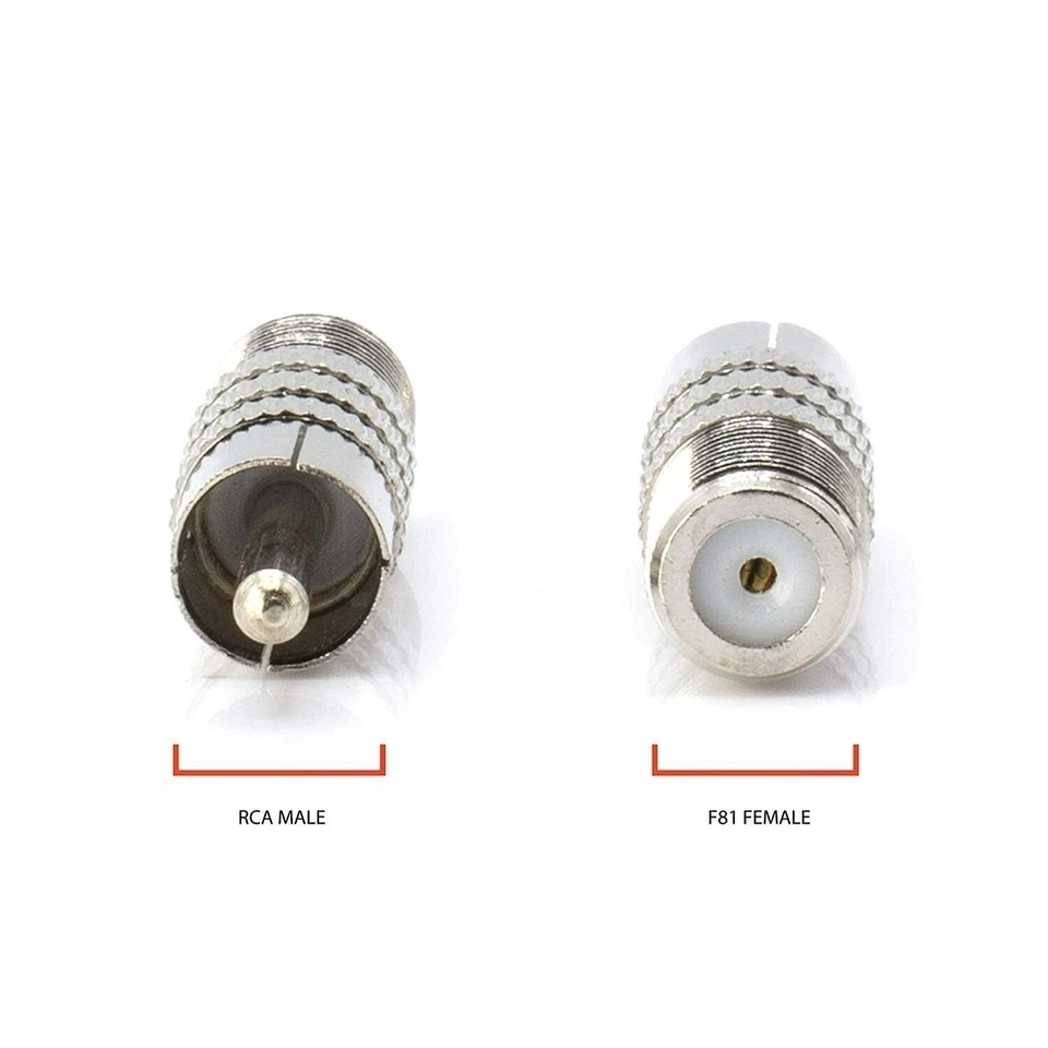 RF Coaxial Adapter, Converter - F-Type Female to RCA Male Connector - 50 Pack - Image 4 of 4
