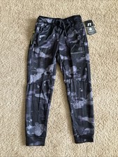 New Boys Black Gray Camo Print Tech Fleece Pants Joggers Size Large Russell