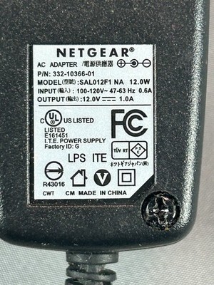 NETGEAR 12V 1A AC Adapter SAL012F1 NA 332-10366-01 Power Supply OEM