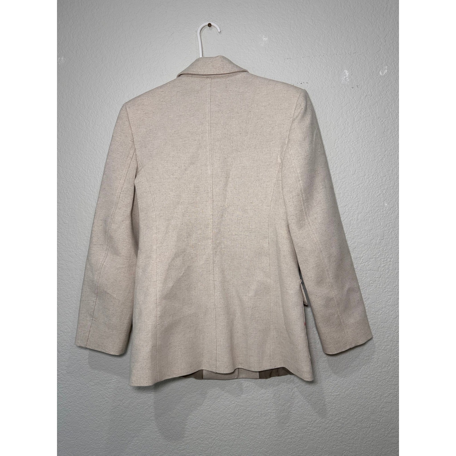 MANGO Linen Blend Utility Safari Blazer Jacket Beige Women Size XS thumbnail 7