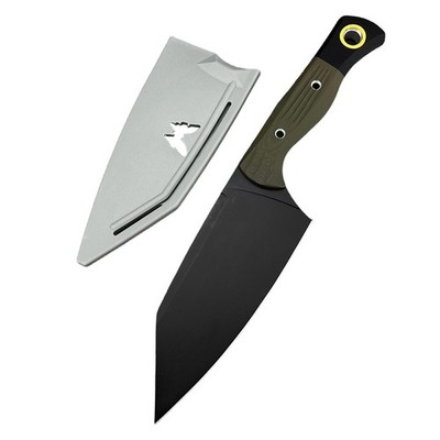 Station 4010BK Style Fixed Blade Kitchen Knife 6'' Clip Point D2 G10 Sheath