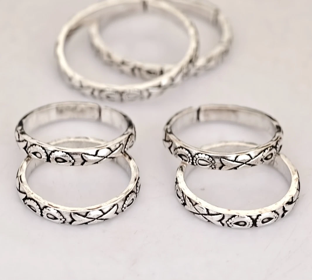925 Sterling Silber oxidierter Zehenring Handarbeit verstellbar Boho Fußschmuck