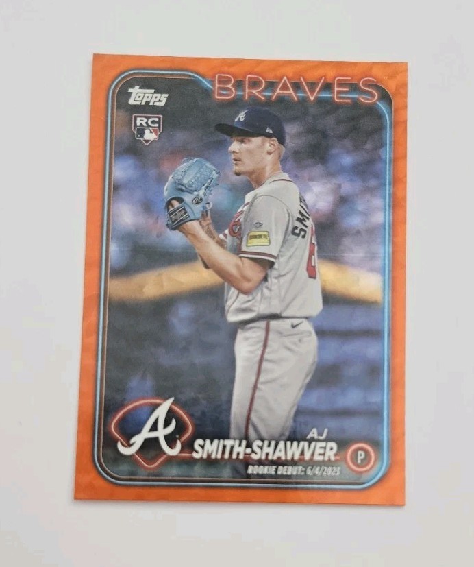 2024 Topps Update AJ Smith-Shawver RC Orange Crackle #US316 /299 Rookie Debut