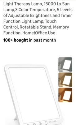 DIKAKOLight Therapy Lamp, 15000 Lx Sun Lamp,3 Color Temperature, 5 Levels of...