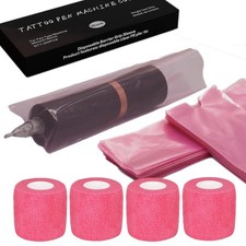 200 Pink Tattoo Pen Covers 4 Grip Tapes - Large Tattoo Machine Covers Tattoo