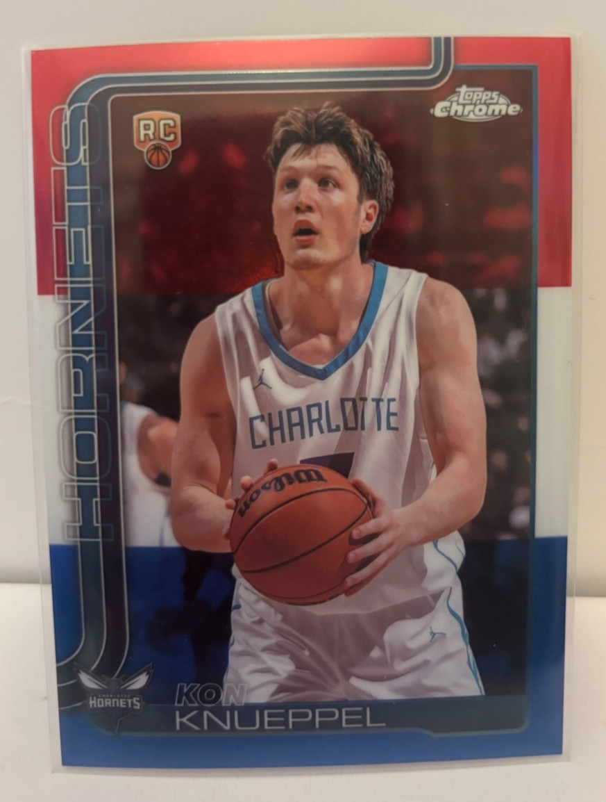 2025 Topps Chrome Basketball #254 Kon Knueppel RC Red White & Blue Parallel