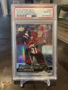 2016 Upper Deck #206 Jakob Chychrun Young Guns PSA 10 Gold Rainbow Foil