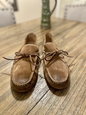 FRYE Suede Brown Slip On Driving Loafer Shoe Men