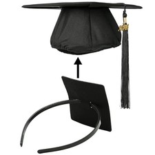 Graduation Cap Headband, Firm Anti-fall HairBand for Graduation Hat, Black 1pc