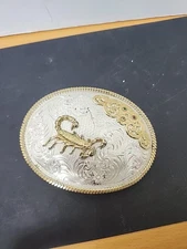 Scorpion With Stones Large Belt Buckle Montana Silversmiths 