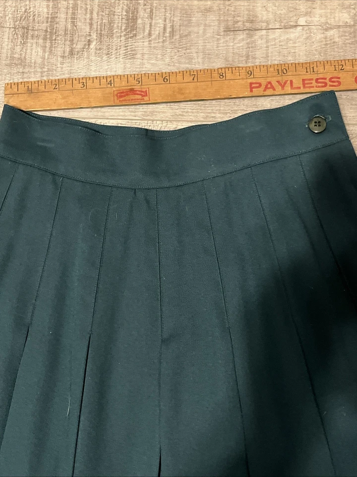 Vtg Petite Sophisticate Skirt Women Sz 4P Green Pleated Side Zip Wool Blend - Image 4 of 4