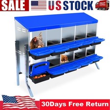 Egg Collection 10 Compartment Chicken Nesting Box Pull Out Hen Roosting Box Blue