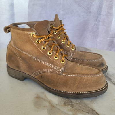 #ad Vintage SEARS Moc Toe Heritage Suede Work Boots Brown Men#x27;s Size 9 $65.00
