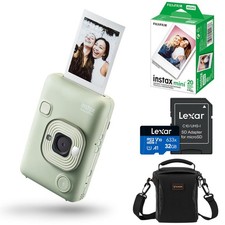 Fujifilm Instax Mini LiPlay Hybrid Instant Camera, Matcha Green, Bundle with 20