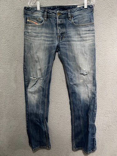 Diesel Denim Jeans Zatiny Size 32 x 30 Vintage Distressed Blue Denim Adult