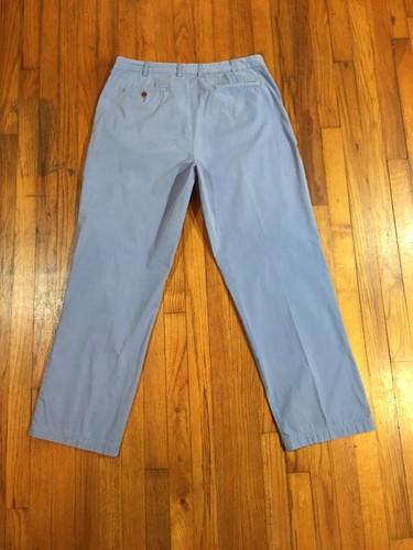 Orvis Mens Cotton Blue Pleated Casual Straight Pants TAG 36 Actual Size 35 x 31 - Picture 3 of 10